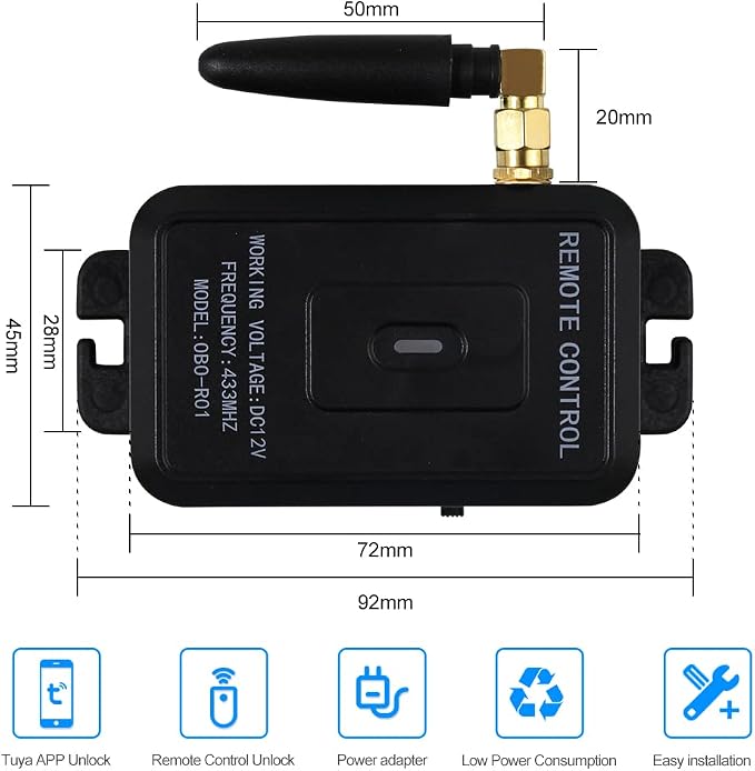 HERNAS Smart Phone APP Unlocking Access Control System Kit, with Remote Controllers / 280KG(600lbs) Magnetic Lock/Power Adapter, Lock Delay Time Adjustable