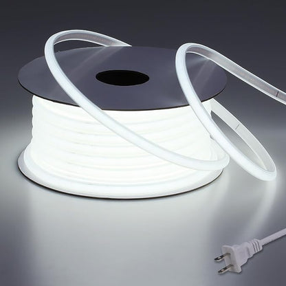 BENLUN AC 110V COB LED Strip Lights Outdoor Waterproof 65.6ft, 6000K Cool White Super Bright 200W CRI 90+ LED Rope Light, IP65 Flexible Cuttable, for Bedroom Garden Commercial House