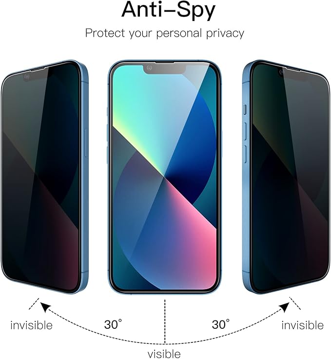 JETech Privacy Full Coverage Screen Protector for iPhone 17e (2026) / iPhone 16e / iPhone 13/13 Pro, Anti-Spy Tempered Glass Film, Edge to Edge Protection, 6.1-Inch Display, 2-Pack