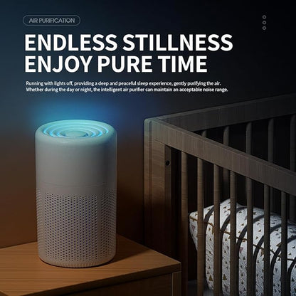HomeBeyond HEPA Air Purifier for Bedroom with Aromatherapy Sink, 3-in-1 Filter for Pet Hair, Dust, Smoke, Portable Desk Filter for Small Room Up to 215 Ft², 360° intake Air & USB Cable, White