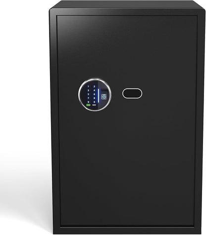 Grimtron 48LB Biometric 4 Pistols Safe with Fingerprint Lock, 3-8 Digit PIN | 2-in-1 Storage for 4 Pistols & Valuables, 3.46 Cu Ft Capacity, 30 Fingerprints, All-Metal Knob, Silent Mode & Type-C Power
