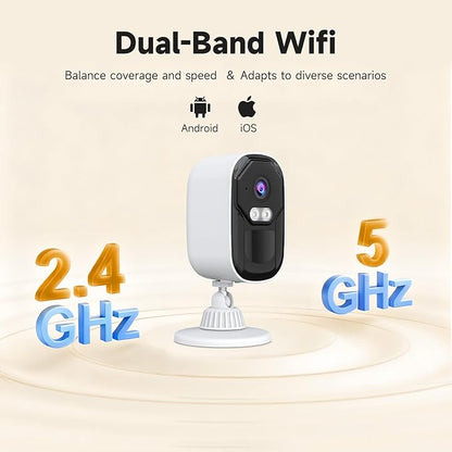 JAIOTlink Security Cameras Wireless Outdoor, 2.5K Battery Camera, 2.4G/5GHz WiFi, Spotlight & Siren Alarm, Color Night Vision, AI Motion Detection, Waterproof, Magnetic Mount, Compatible with Alexa