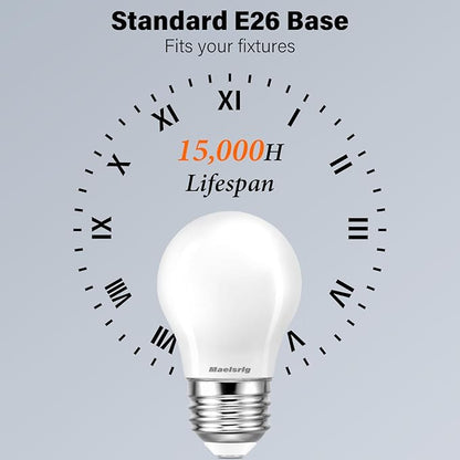 Maelsrlg 2W LED Bulb Equivalent 25 Watt Light Bulbs, Dimmable, Soft White 2700K, E26 Base, Low Watt LED Bulbs for Home Bedroom, 200LM, A15 Frosted, Pack of 2