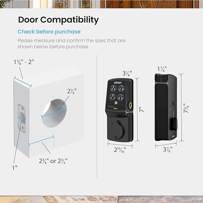 Lockly Secure Pro Smart Deadbolt Lock — Fingerprint Keyless Entry, PIN Genie® Patented Keypad, up to 99 Fingerprints, up to 33 Access Codes, Wi-Fi Hub Included, ANSI Grade 1, Alexa & Google Compatible