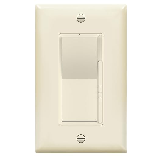 TOPGREENER 300W LED Dimmer Switch, Single Pole or 3-Way, Light Almond, 1P