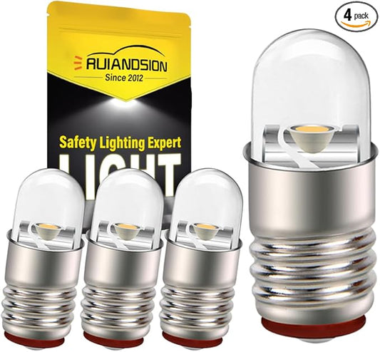 Ruiandsion E5 LED Bulb Warm White 24V E5 E5.5 Screw Base LED Bulb Upgrade for Modle Train Lights(Pack of 4)