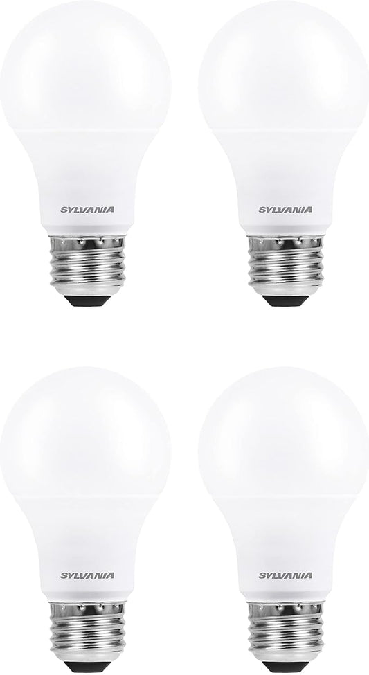 Sylvania LED A19 Light Bulb, 100W Equivalent, Efficient 16W, Dimmable, 1600 Lumens, Frosted, 5000K, Daylight - 4 Pack (40739)
