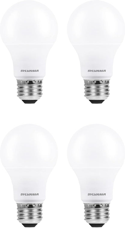 Sylvania Ultra LED A19 Light Bulb, 60W Equivalent, Efficient 9W, 13 Year, 800 Lumens, Dimmable, Clear, Medium Base, 5000K, Daylight - 4 Pack (78040)