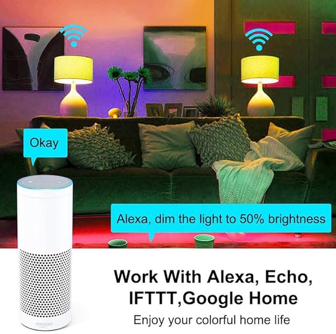 Tuya Bluetooth Smart LED Light Bulbs RGBCW, E12 Music Sync Color Changing,with App Control for Living Room, Party,2PACK.