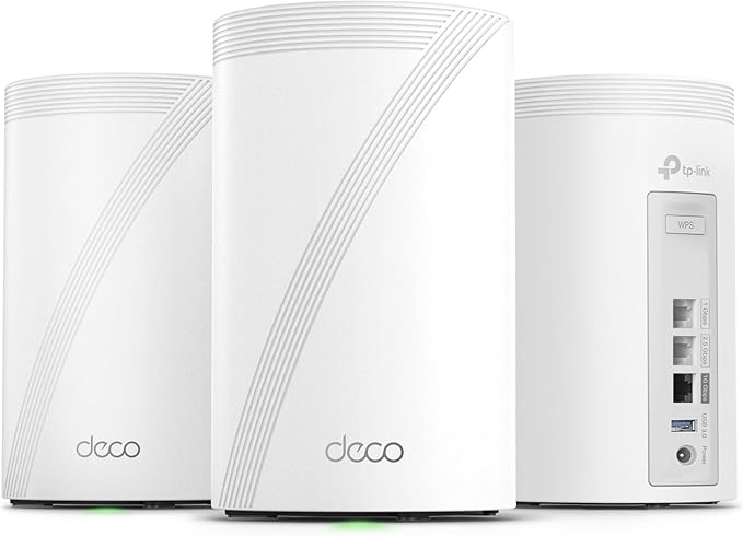 TP-Link Deco 7 Pro BE14000 Tri-Band Wi-Fi 7 Whole Home Mesh System | 8-Stream 14 Gbps | 10 Gbps WAN/LAN Port | Up to 8100 Sq.ft, 200 Devices Capacity | 320 MHz, HomeShield, AI-Roaming (BE67 3-Pack)