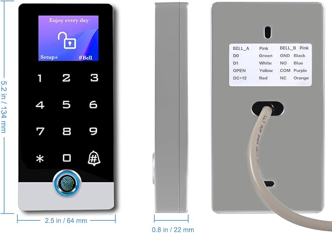 Wireless WiFi TUYA Access Control System with LED Screen/Voice, Fingerprint Password Stand-Alone Door Access Control Keypad, WG26/34 EM Card Reader Access Controller, Full Metal Weatherproof