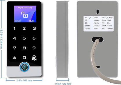 Wireless WiFi TUYA Access Control System with LED Screen/Voice, Fingerprint Password Stand-Alone Door Access Control Keypad, WG26/34 EM Card Reader Access Controller, Full Metal Weatherproof