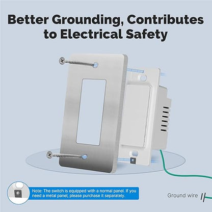 Matter WiFi Smart Light Switches, Netural Wire Required, 2.4GHz Single Pole Switch, Compatible with Alexa Assistant, Remote Control, Voice Control, No Hub Required (1 Way)