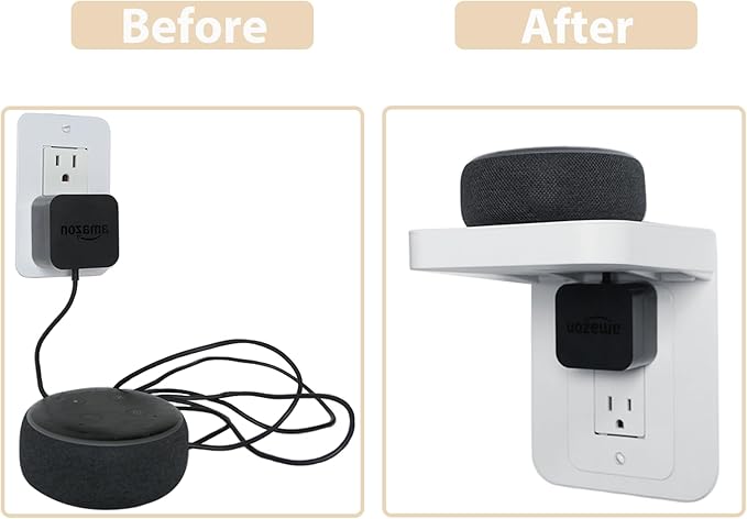 Outlet Shelf Holder Fit for Decorator Receptacle, Bathroom Decor Built-in Cable Management,Space Saving Homepod Mini,Google Home/Echo/Smart Speakers/Electric Toothbrush/Cell Phone (Decora)