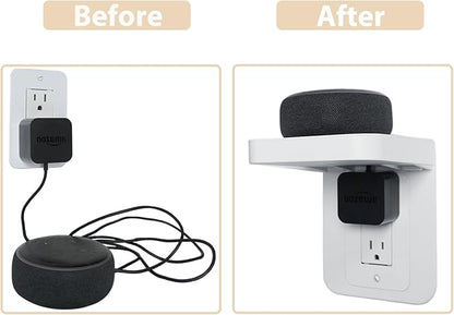 Outlet Shelf Holder Fit for Decorator Receptacle, Bathroom Decor Built-in Cable Management,Space Saving Homepod Mini,Google Home/Echo/Smart Speakers/Electric Toothbrush/Cell Phone (Decora)