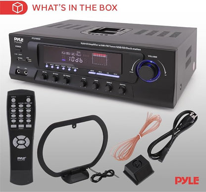 Pyle 300W Digital Stereo Receiver System - AM/FM Qtz. Synthesized Tuner, USB/SD Card MP3 Player & Subwoofer Control, A/B Speaker, iPod/MP3 Input w/Karaoke, Cable & Remote Sensor - PT270AIU.6