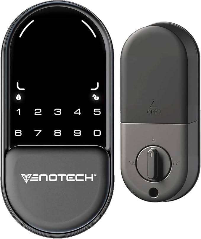 Venotech Palm Vein Smart Lock, 2-in-1 Doorbell Keyless Entry Door Lock with Code Passcode, IP55 Waterproof, Auto Lock, Upgraded Rechargeable Battery, Front Door Smart Lock for Home, Office,