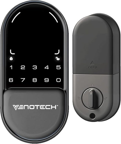 Venotech Palm Vein Smart Lock, 2-in-1 Doorbell Keyless Entry Door Lock with Code Passcode, IP55 Waterproof, Auto Lock, Upgraded Rechargeable Battery, Front Door Smart Lock for Home, Office,