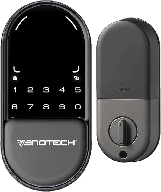 Venotech Palm Vein Smart Lock, 2-in-1 Doorbell Keyless Entry Door Lock with Code Passcode, IP55 Waterproof, Auto Lock, Upgraded Rechargeable Battery, Front Door Smart Lock for Home, Office,