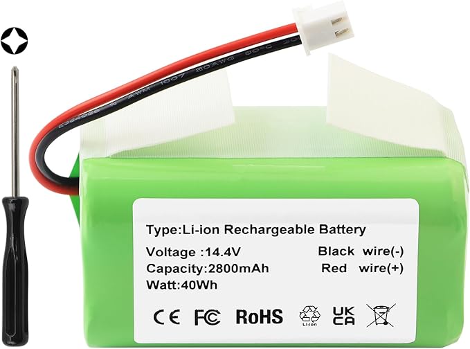 14.4V RVBAT850 Vacuum Battery for Shark ION/IQ/AI R1000C, RV1100S1US, RV850 AV1010AE, AV2501AE, AV911,AV970, RV763, RV764, RV765, RV771, RV2320S, RV2310AE,AV2310AE, RV2300 Robot Vacuum Cleaner 2800mAh