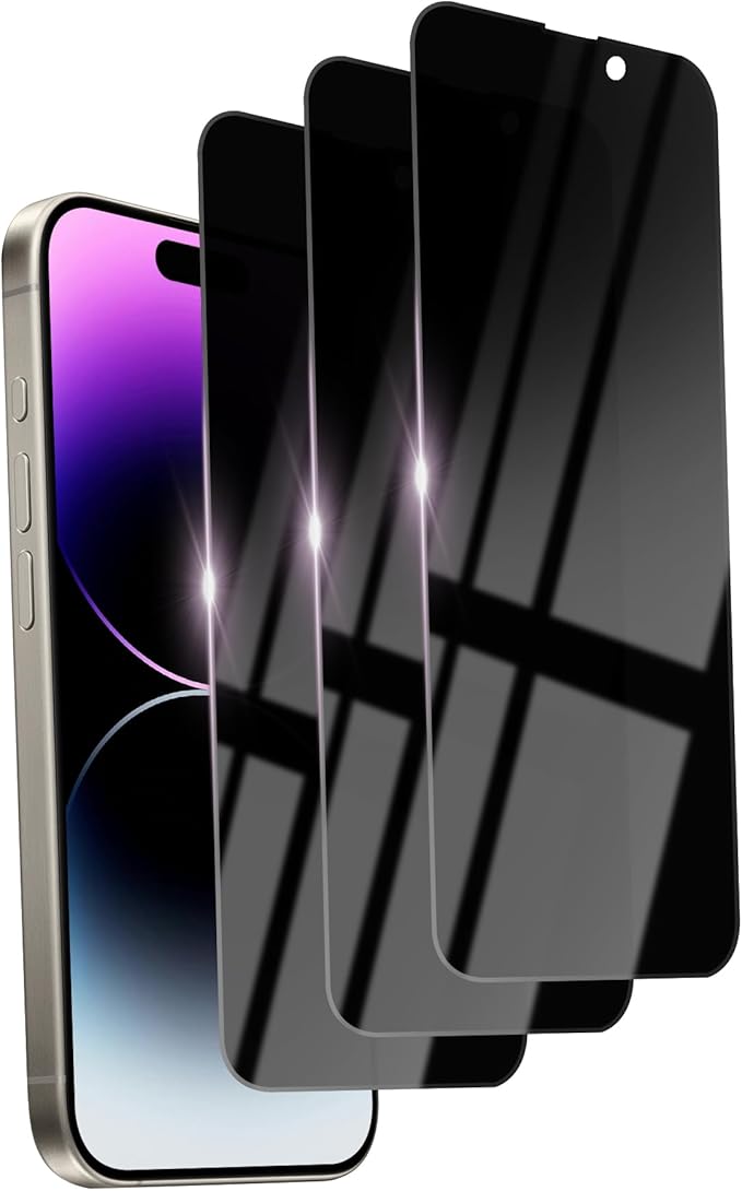 3 Pack Privacy Screen Protector for iPhone 14 Pro Max Tempered Glass 6.7inch Private Saver Anti-Spy Eye Protection Anti-Scratch Full Coverage