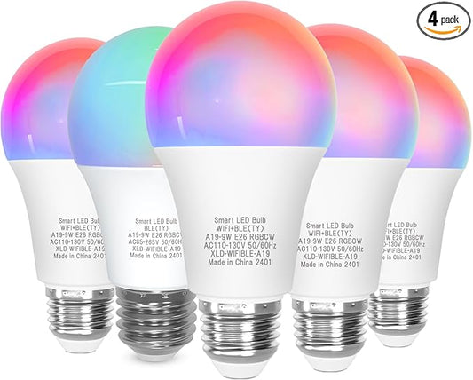 ORALUCE 丨 Bundle - Bluetooth Smart Light Bulb A19 E26 (Pack of 1) & Smart LED Bulb A19 Wi-Fi and Bluetooth (Pack of 4)