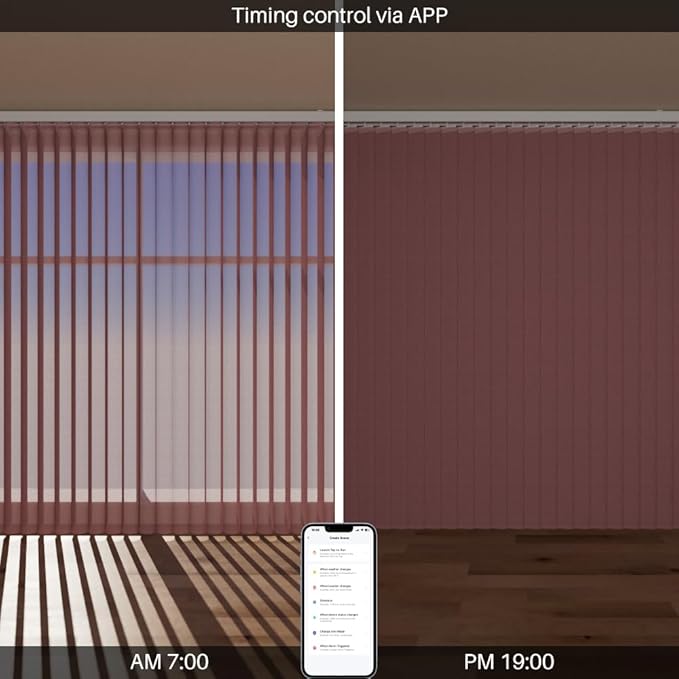 Motorized Sheer Vertical Blinds Compatible with Alexa Google Home, Light Filtering Smart Vertical Blind Sliding Door Blinds Remote Control Blinds for Sliding Glass Door Customize (Brown)