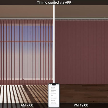 Motorized Sheer Vertical Blinds Compatible with Alexa Google Home, Light Filtering Smart Vertical Blind Sliding Door Blinds Remote Control Blinds for Sliding Glass Door Customize (Brown)