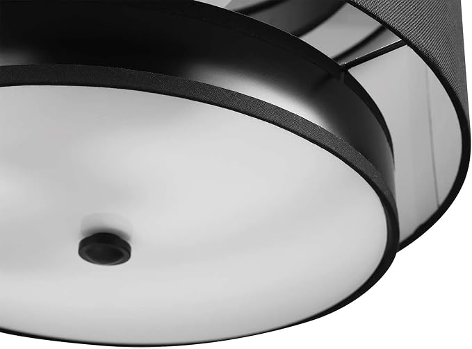 Globe Electric 61189 2-Light Pendant Light Fixture, Matte Black, Linen Outer Shade, Fabric Cord, Dining Room Fixture, Kitchen Island Lighting, Living Room Pendant Light, Hanging Lights for Bedroom