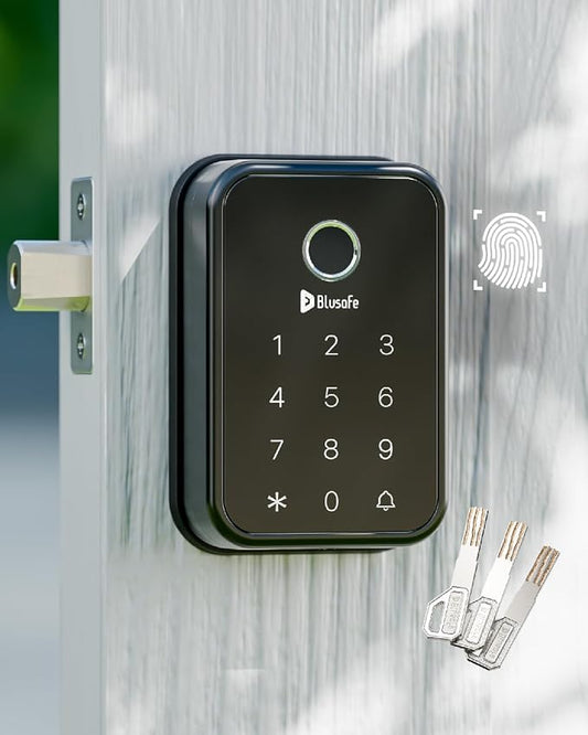 Smart Lock Fingerprint Door Lock, Smart Door Lock for Home Security,Electronic Deadbolt 4-in-1 Keyless Entry with Keypad, IC Card, App Control, Front Door Lock, Fingerprint Lock (Cloud Black)