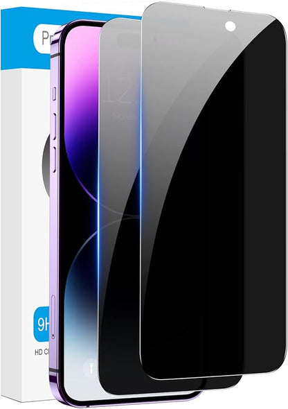 Fotbor 2 Pack Privacy Screen Protector for iPhone 14 Pro Max, Anti Spy Private Full Coverage Film, Shockproof Anti-Scratch 9H Tempered Glass for iPhone 14 Pro Max 6.7 Inch