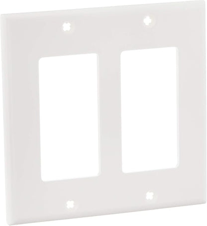 Leviton 2-Gang Decora/GFCI Device Wallplate, Standard Size, Thermoplastic Nylon, 80409-NW, White