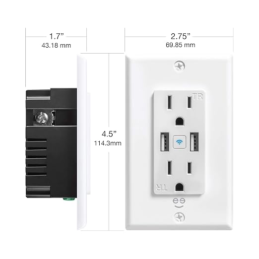 Geeni 2-Port USB Speed Charger Wall Outlet, Dual USB & Power, Smart Charge
