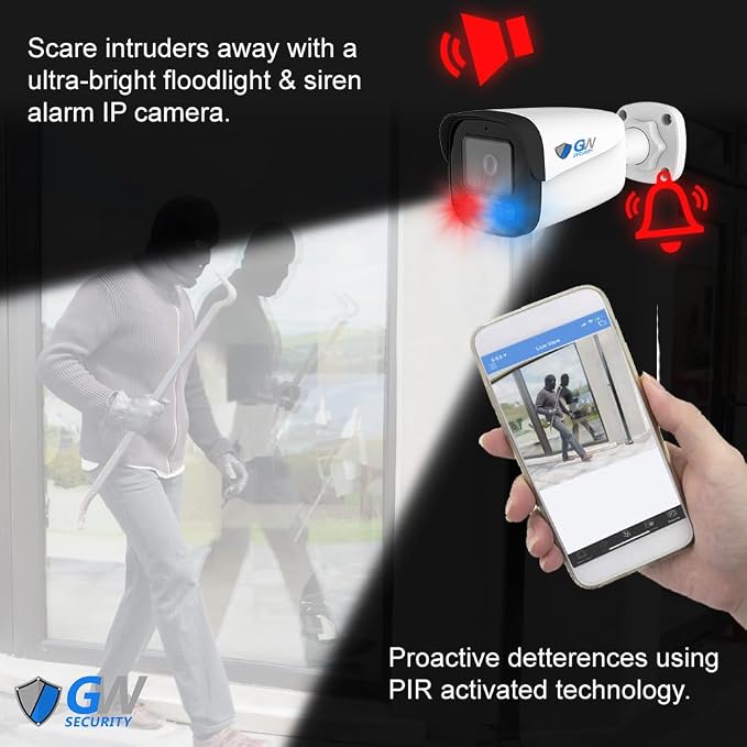 GW Security UltraHD 4K Face Recognition Two-Way Audio 32 Channel Security Camera System with 32 x 8MP Real-Time Full Color Night Vision Outdoor & Indoor AI PoE Bullet Cameras, NDAA & TAA Compliant