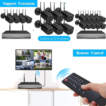 (2026 Update) Wireless WiFi Outdoor Security Camera System with Dual Antenna Cameras, 55% Stronger Signal, 130° Wide Angle, 65ft Night Vision, 2-Way Audio, No Monthly Fee, Home NVR Security System