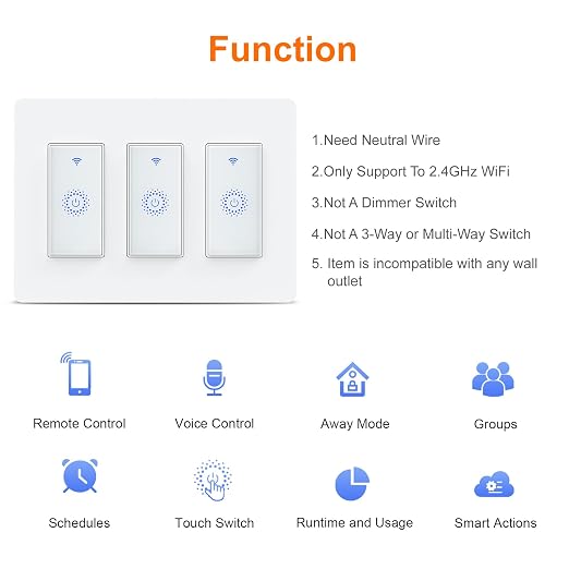 Smart Light Switch WiFi Switch Touch Wall Switch 3 Gang
