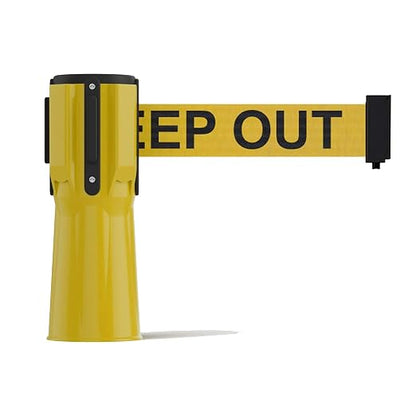 Trafford Industrial 11 Ft. Cone-Mounted Retractable Belt Barrier Yellow Case with Yellow"Danger - Keep Out" Black Letters Belt