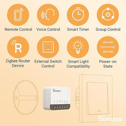 SONOFF ZigBee Smart Light Switch, SONOFF Zigbee Hub Required, Interruptor Inteligente Voice Control with Alexa & Google Home, Neutral Line Required Smart Home Device, Zigbee Switch ZBMINIR2 4-Pack
