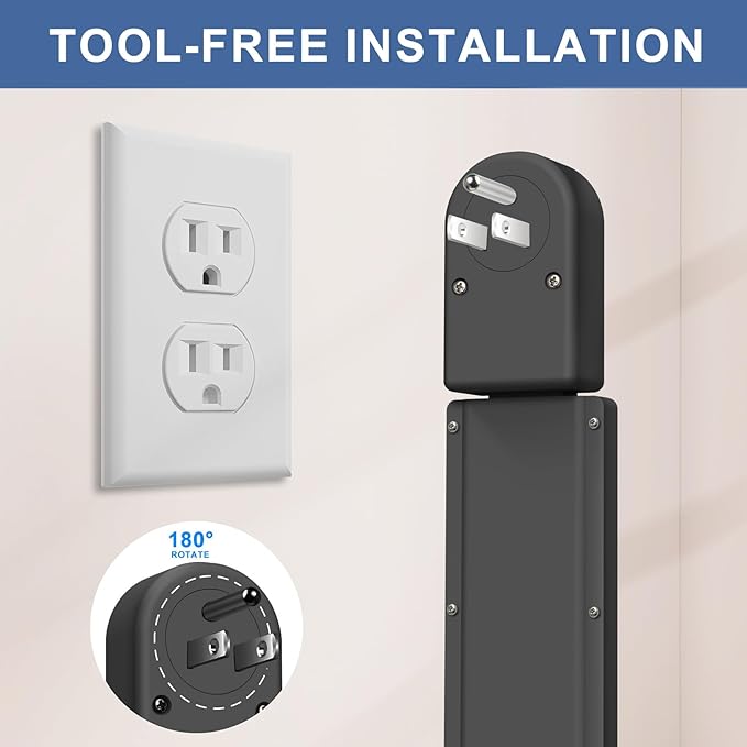 Electrical Outlet Extender Stick - Features USB-A, USB-C and 2 AC Outlets, Extends 22"-34", Rotates 180° Access Hard-to-Reach Outlets, Wall Plug Power Socket Expander Nightstands, Sofa, Desks and More