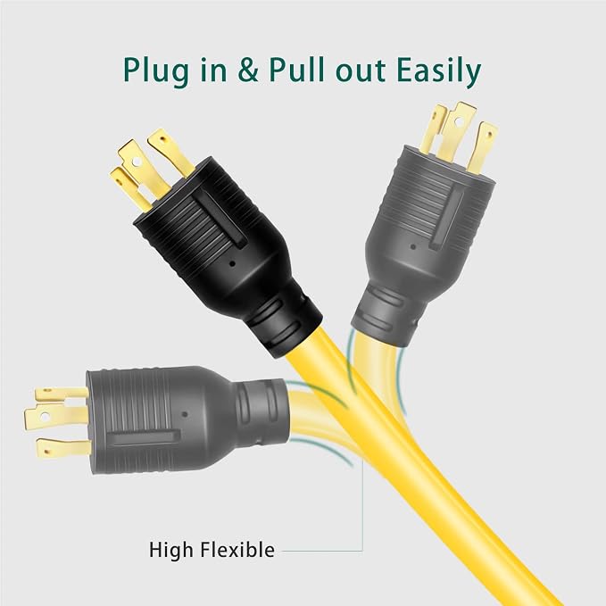 30 Amp to 110 Adapter 15 Amp/20 Amp Generator Adapter Locking Cord L5-30P