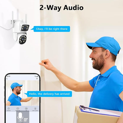 OOSSXX 2.7K 5MP PTZ Security Camera Outdoor Wireless with Dual Lens, 2-Way Audio, 5G/2.4Ghz WiFi 6, Outside Cameras for Home Security Surveillance System Indoor, Color Night Vision