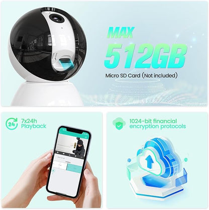 Security Indoor Camera,360° Pan Tilt Indoor Home Security Camera,1080P Pet Camera with Motion Detection & Tracking,2-Way Talk,IR Night Vision,24/7 Local Recordings