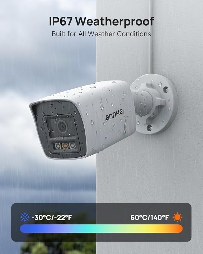 ANNKE Security 4K 8MP PoE Camera, Surveillance Outdoor AI IP Cam with Mic/Audio, AI Human/Vehicle Detection, Smart Dual Light, IP67, H.265+, Up to 512GB Storage, 4mm Lens, Color Night Vision