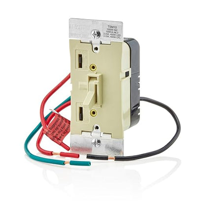 Leviton Slide Dimmer Switch for Magnetic Low Voltage, LED, Halogen and Incandescent Bulbs, TSM10-1LI, Toggle, Ivory