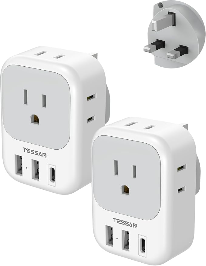 TESSAN UK Adapters for Travel, Type G Adaptor, 2 Pack