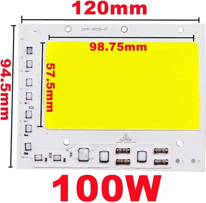 1pcs LED COB Chip 50W 100W 150W 200W 200-240V Smart IC No Need Driver LED Lamp Light Source for Flood Light Spotlight DIY Lighting(100W,200-240V_White Light)