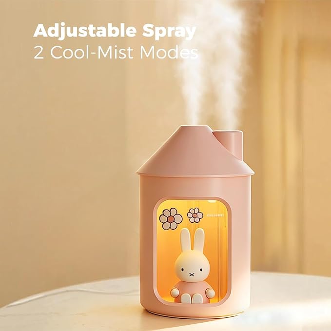 MIPOW x Miffy 2.0 Humidifier, Smart App Control RGB LED Night Light, Dual Spray Ultrasonic Cool Mist Humidifier, 500ml Portable Quiet Humidifier for Bedroom Office Nursery,Pink Ideal Gift