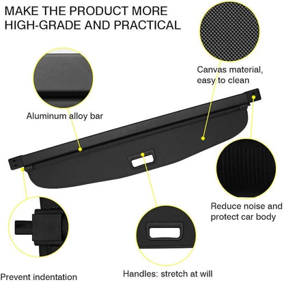 Powerty Cargo Cover for 2019-2023 Toyota Prius Accessories (Latest XW50 Since November 2018) Retractable Rear Trunk Security Cover Shielding Shade Black (Not for Prius Prime)