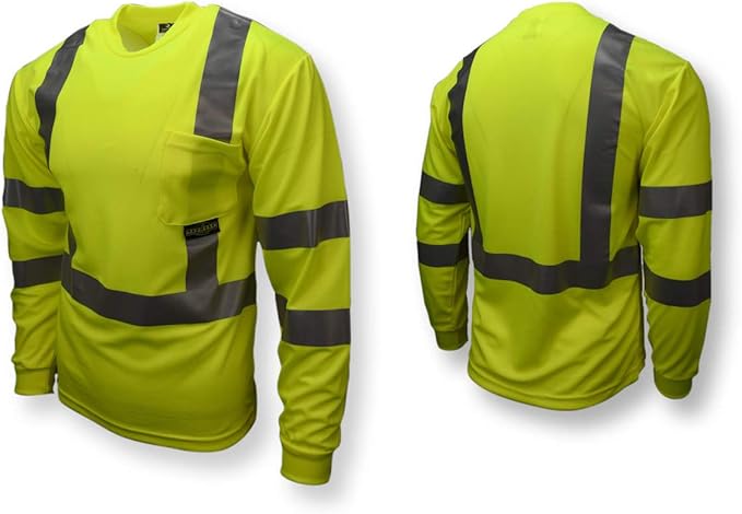 Radians ST21-3PGS-L Class 3 Max-Dri Moisture Wicking Mesh Long Sleeve Safety T-Shirt, Large, Green