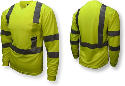Radians ST21-3PGS-M Class 3 Max-Dri Moisture Wicking Mesh Long Sleeve Safety T-Shirt, Medium, Green